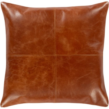 Camel Leather Poly Pillow 18"W x 18"H
