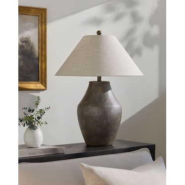 Brown Ceramic Table Lamp 28"H