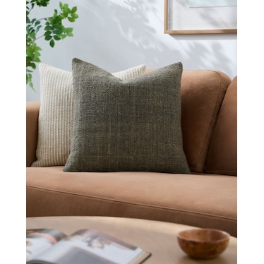 Olive Wool Poly Pillow 18"W x 18"H