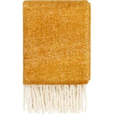 Tangerine and Ivory Fringed Throw 50"W x 60"L
