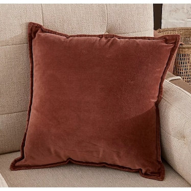 Rust Velvet Pillow 18"W x 18"H