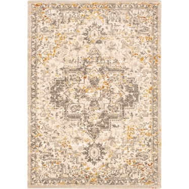 Tuscany Cream Medallion Area Rug 5'3"W x 7'3"L