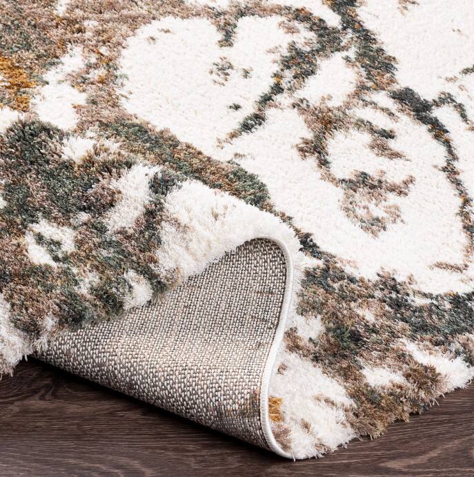 Celestial Shag Cream/Green/Mustard/Brown Area Rug Steinhafels