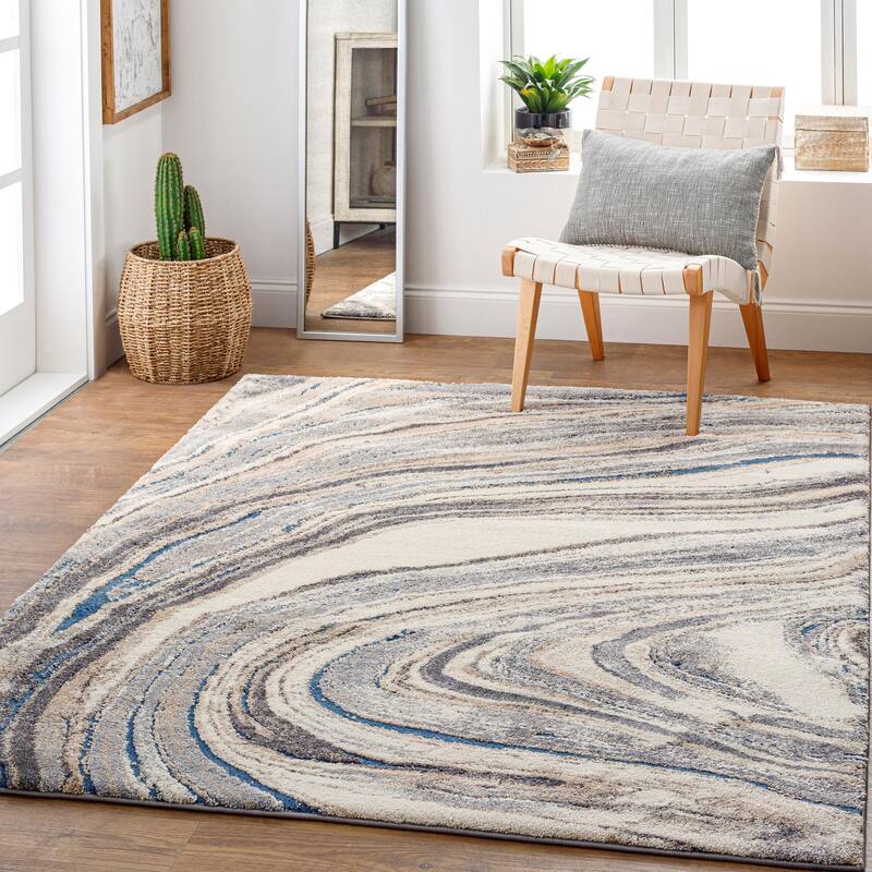 Tuscany Cream/Tan/Blue Swirl Area Rug Steinhafels