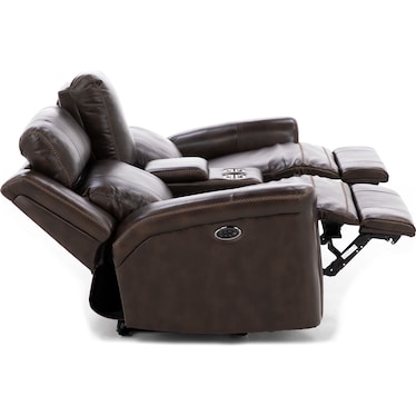 Direct Design Chicago Leather Fully Loaded Reclining Console Loveseat
