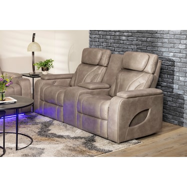 Torino Fully Loaded Reclining Console Loveseat With Air Massage and Lights