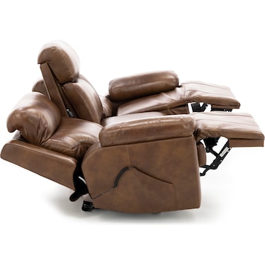 Evanston Leather Fully Loaded Reclining Sofa with Air Massage, Heat and Drop Down Table
