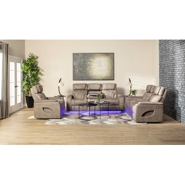 Torino Fully Loaded Reclining Sofa With Air Massage, Heat, Drop Down Table and Lights