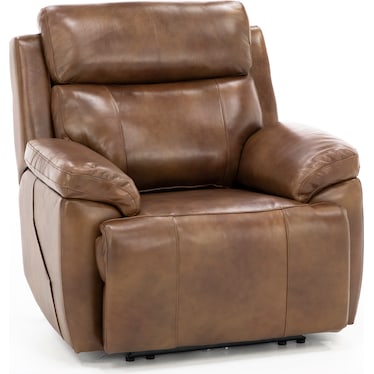 Direct Design Evanston Leather Fully Loaded Recliner with Air Massage in Caramel