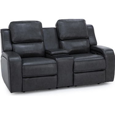 Liam Leather Fully Loaded Zero Gravity Console Reclining Loveseat With Massage And Immersive Audio