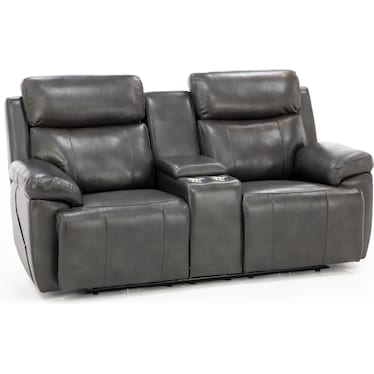 Direct Design Evanston Leather Fully Loaded Reclining Console Loveseat with Air Massage and Heat