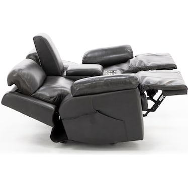 Direct Design Evanston Leather Fully Loaded Reclining Console Loveseat with Air Massage and Heat