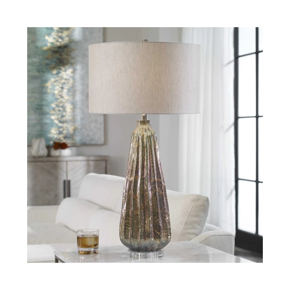 the uttermost company blue table lamp   