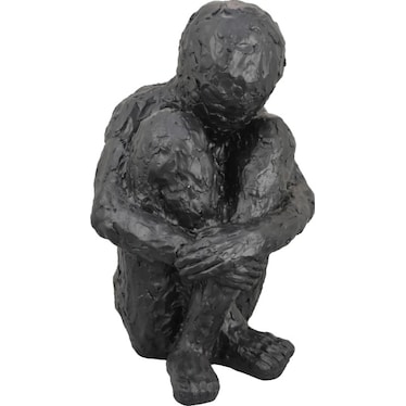 Sitting Figure Black Sculpture 18.5"W x 27"H
