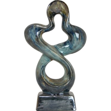 Blue Ceramic Swirl Sculpture 11.5"W x 19.5"H