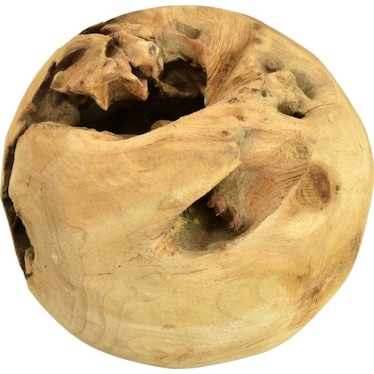 Teak Wood Orb 4"W x 4"H
