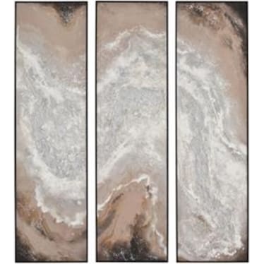Set of 3 Neutral Abstract Framed Paintings 20"W x 71"H