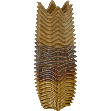 Tall Gold and Brown Ceramic Vase 7"W x 16"H