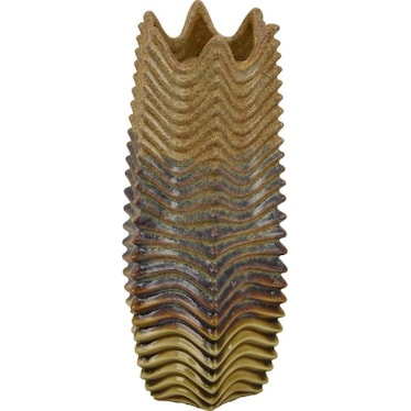 Short Gold and Brown Ceramic Vase 6"W x 12"H