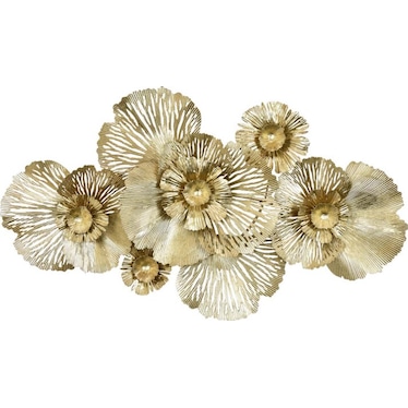 Gold Metal Flower Wall Sculpture 45"W x 26"H