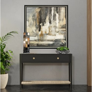 Faux Succulents In Black Textured Pot 14"W x 9"H