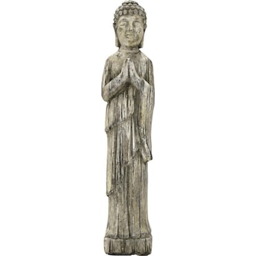 Grey Standing Buddha Figurine 4"W x 19"H