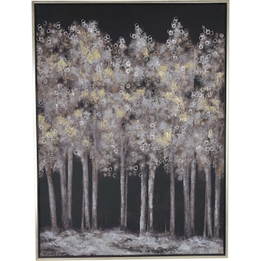 Silver and Gold Trees Framed Oil Painting 35.5"W x 47.25"H