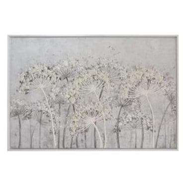Neutral Wish Flowers Framed Oil Painting 31.5"W x 47"H