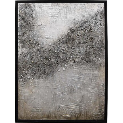 Silver Black and Gold Textured Hand Painted Framed Art 30"W x 40"H