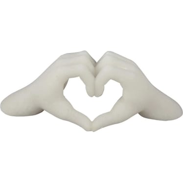 White Hand-Heart Sculpture 11"W x 4"H