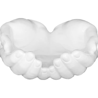 White Ceramic Hands Bowl 10"W X 4.75"H