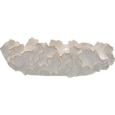 White Ceramic Ruffle Bowl 18"W x 5"H