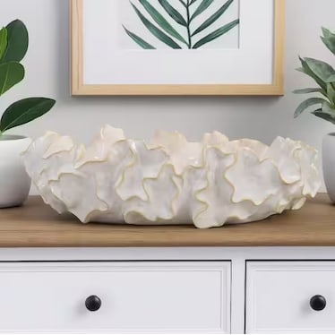 White Ceramic Ruffle Bowl 18"W x 5"H