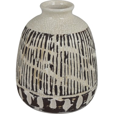 Large Black and White Ceramic Vase 8"W X 9.75"H