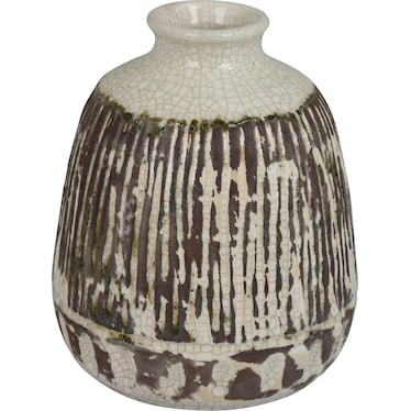 Small Black and White Ceramic Vase 7"W X 8"H