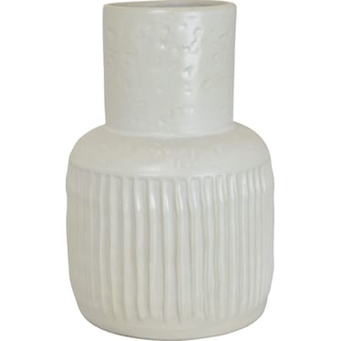 White Textured Ceramic Vase 7.75"W X 11.75"H