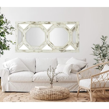 White Wood Octagon Leaner Mirror 31.5"W x 63.5"H