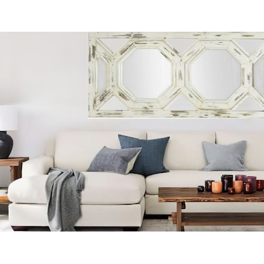 White Wood Octagon Leaner Mirror 31.5"W x 63.5"H