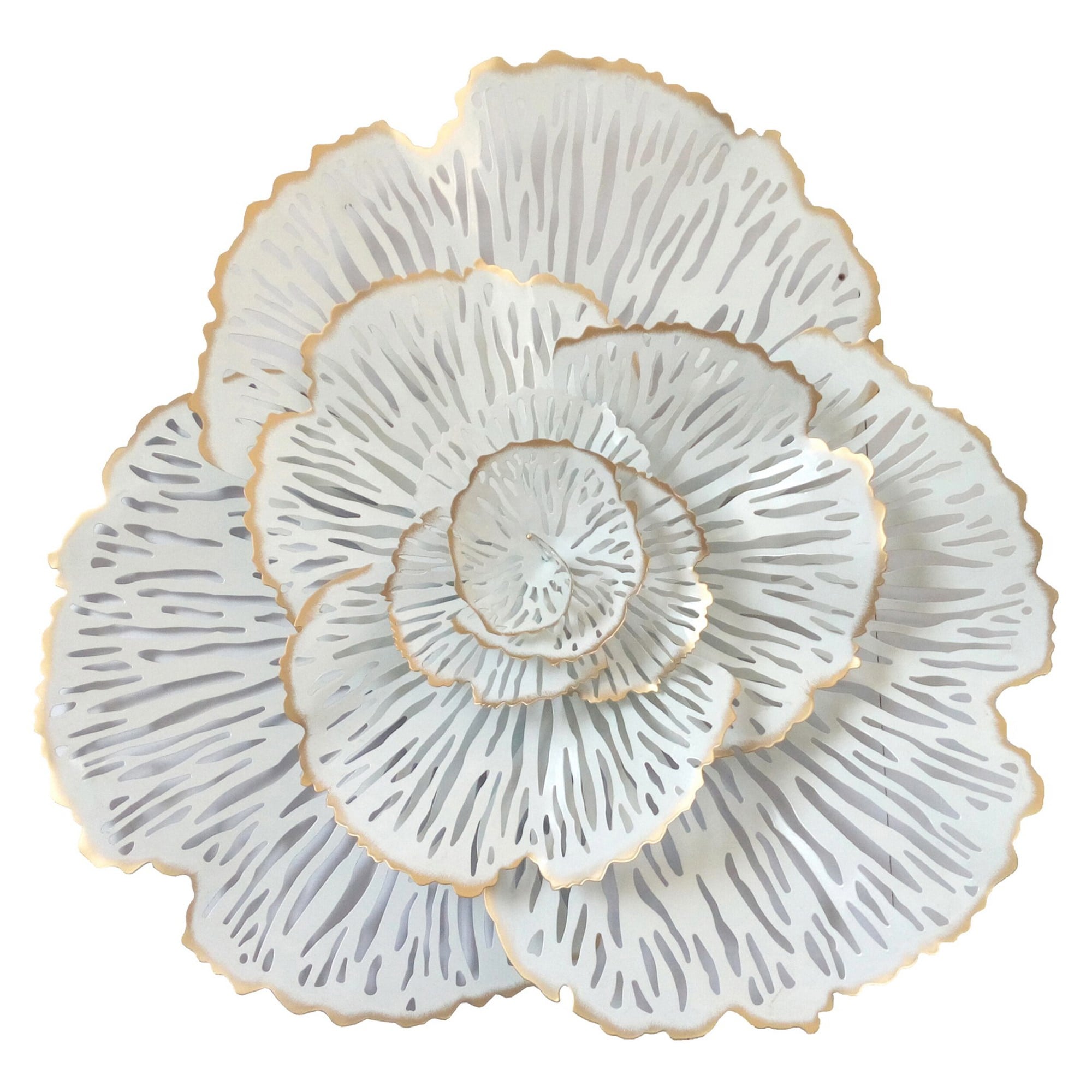 Large White and Gold Metal Flower Art 28
