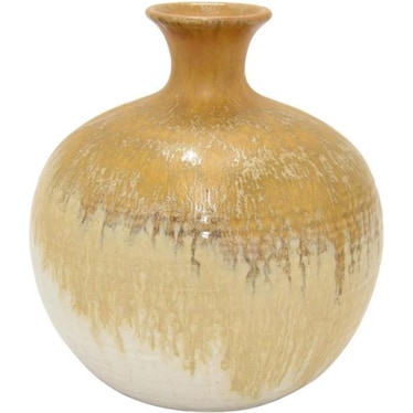 Small Mustard Ceramic Vase 8"W x 8.5"H