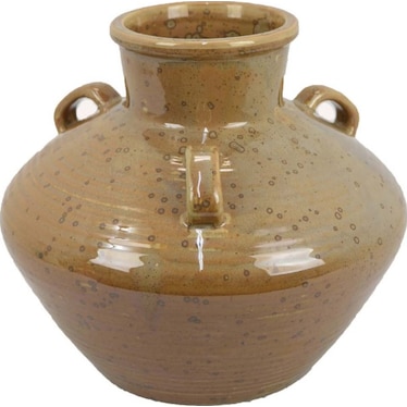 Short Mustard Ceramic Vase 11"W x 9.75"H