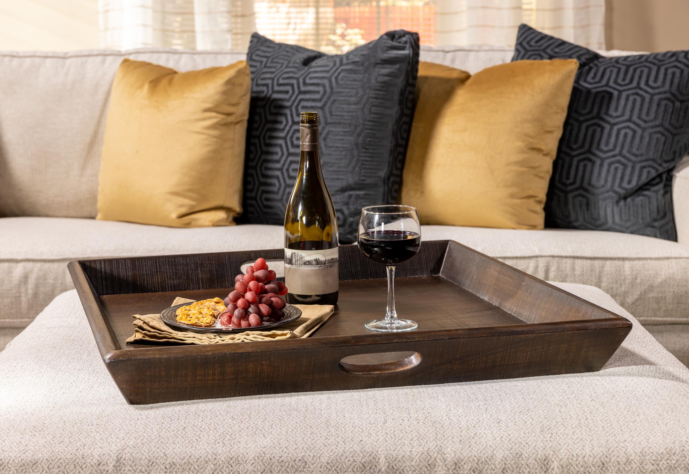 Oversized Urban Bronze Wood Ottoman Tray With Handles 27