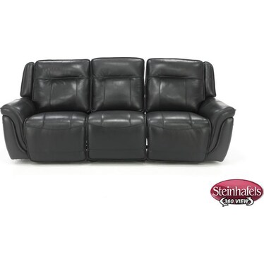 Arthur Leather Power Headrest Reclining Sofa in Black