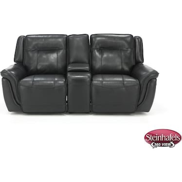Arthur Leather Power Headrest Reclining Console Loveseat in Black