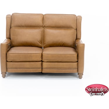 Etna Leather Power Headrest Reclining Loveseat in Saddle