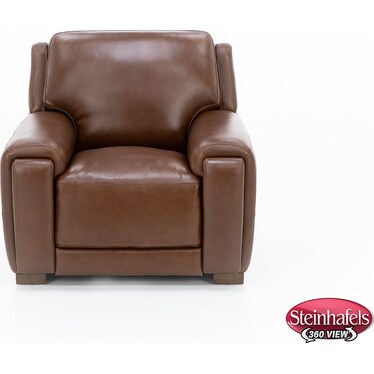 William Leather Chair With Hidden Cupholders And Chargers in Chestnut