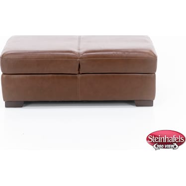 Everest Leather Storage Seat Ottoman in Chestnut