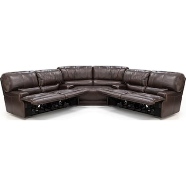 Placier 3-Pc. Leather Power Headrest Reclining Sectional in Coffee