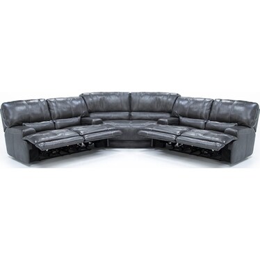 Placier 3-Pc. Leather Power Headrest Reclining Sectional in Charcoal