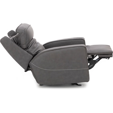 Morgan Leather Fully Loaded Glider Recliner in Smoke